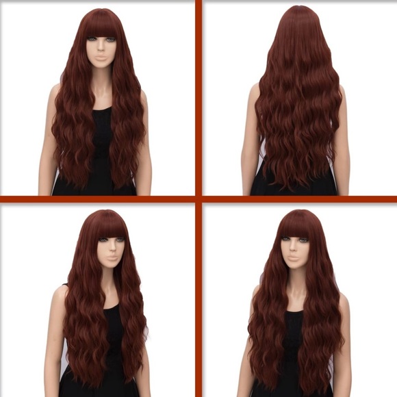 Human hair blend auburn color wig